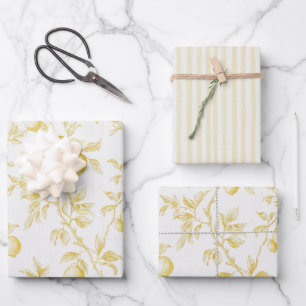 Feuille De Papier Cadeau Mariage Chic aux Citrons Jaunes