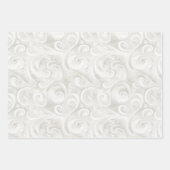 Feuille De Papier Cadeau Mariage Chic Crème Et Rayures Blanches (Devant 3)