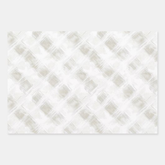 Feuille De Papier Cadeau Mariage Chic Crème Et Rayures Blanches (Devant 2)