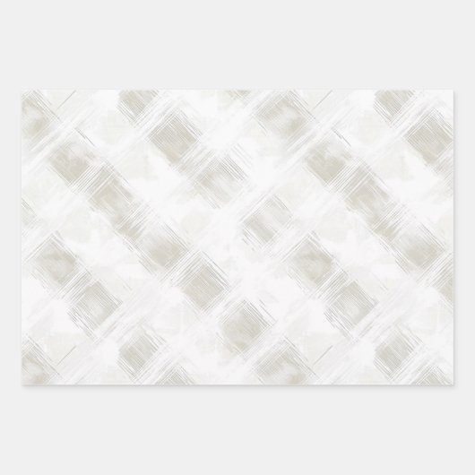 Feuille De Papier Cadeau Mariage Chic Crème Et Rayures Blanches (Devant)