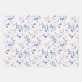 Feuille De Papier Cadeau Mariage Chic Fleurs Bleu Blanc (Devant 2)