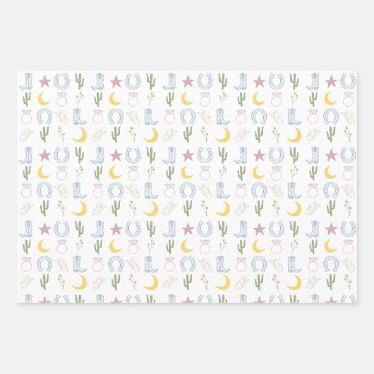 Feuille De Papier Cadeau Mariage Cowgirl Sud-Ouest (Devant 3)