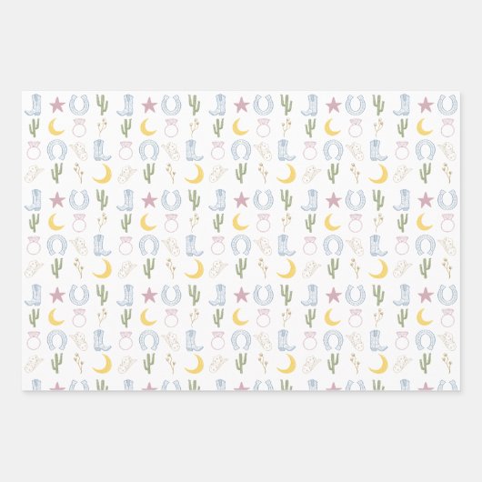 Feuille De Papier Cadeau Mariage Cowgirl Sud-Ouest (Devant 2)