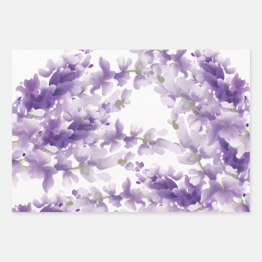 Feuille De Papier Cadeau Mariage d'aquarelle Lavender (Devant 2)