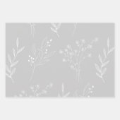 Feuille De Papier Cadeau Mariage de Boho Floral Blanc Argent (Devant 3)