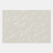 Feuille De Papier Cadeau Mariage de calligraphie de script de dentelle gris (Devant 3)