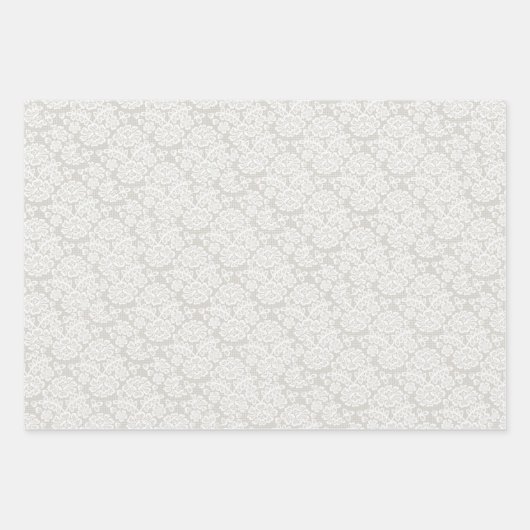 Feuille De Papier Cadeau Mariage de calligraphie de script de dentelle gris (Devant 2)