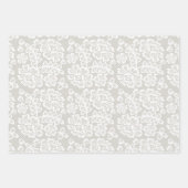 Feuille De Papier Cadeau Mariage de dentelle gris argent (Devant)