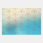 Feuille De Papier Cadeau Mariage de plage étoile de mer Turquoise Blanc Aqu (Devant 3)