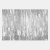 Feuille De Papier Cadeau Mariage de rayures en argent Glam (Devant 2)