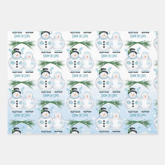 Feuille De Papier Cadeau Mariage d'hiver sous la neige (Devant)