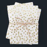 Feuille De Papier Cadeau Mariage élégant avec motif de confettis dorés<br><div class="desc">Offrir un cadeau de mariage avec un motif de confettis en faux or fait une présentation incroyable. Idéal pour les jeunes mariés,  les douches de mariée,  les crémaillères,  les fêtes de fiançailles,  et plus encore.</div>