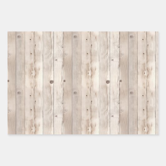 Feuille De Papier Cadeau Mariage en Bois Blanc Crème Faux Rustique (Devant 3)