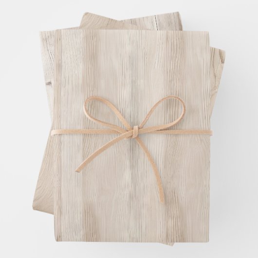 Feuille De Papier Cadeau Mariage en Bois Blanc Crème Faux Rustique (En situation)