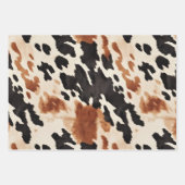 Feuille De Papier Cadeau Mariage en cuir de vache marron crème noir (Devant)