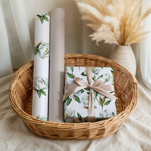 Feuille De Papier Cadeau Mariage fécond blanc doux Magnolia Floral