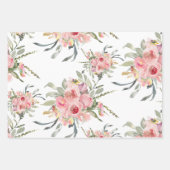 Feuille De Papier Cadeau Mariage Fleur Rose Pâle Or Tendre (Devant 2)