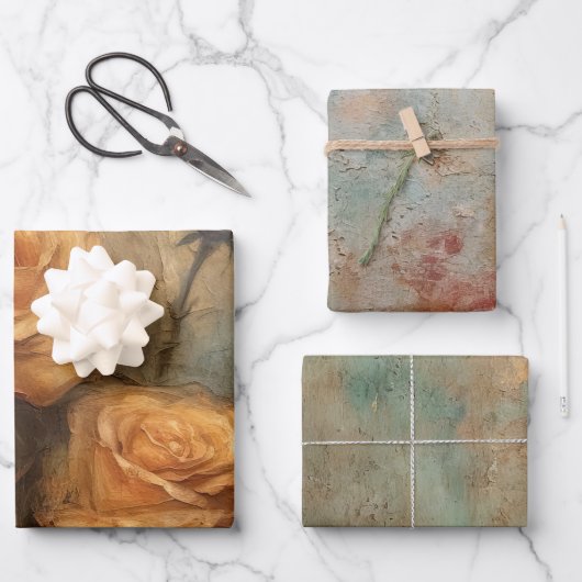 Feuille De Papier Cadeau Mariage Fleur Rose Pêche Fête de Mariage (Recto)