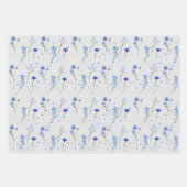 Feuille De Papier Cadeau Mariage Fleur sauvage bleu eau (Devant 3)