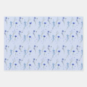 Feuille De Papier Cadeau Mariage Fleur sauvage bleu eau (Devant 2)