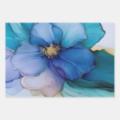 Feuille De Papier Cadeau Mariage Fleur Violet Bleu Aqua Or Dévoilement de l (Devant 2)
