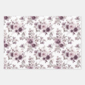 Feuille De Papier Cadeau Mariage Fleurie Violet Fête Prénatale Anniversaire (Devant 3)