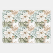 Feuille De Papier Cadeau Mariage Fleurs Blanches Bleu Tropical (Devant 3)