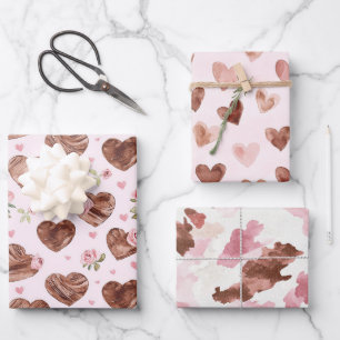 Feuille De Papier Cadeau Mariage Fleurs Roses Roses Brunes Fête de Mariage