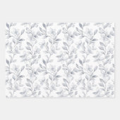 Feuille De Papier Cadeau Mariage floral blanc argenté (Devant 3)