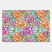 Feuille De Papier Cadeau Mariage Floral Bohème Rétro Anniversaire (Devant 2)