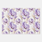 Feuille De Papier Cadeau Mariage Floral Iris Violet Romantique (Devant 3)