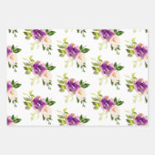 Feuille De Papier Cadeau Mariage floral rose crème Bourgogne (Devant 3)