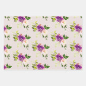 Feuille De Papier Cadeau Mariage floral rose crème Bourgogne (Devant)