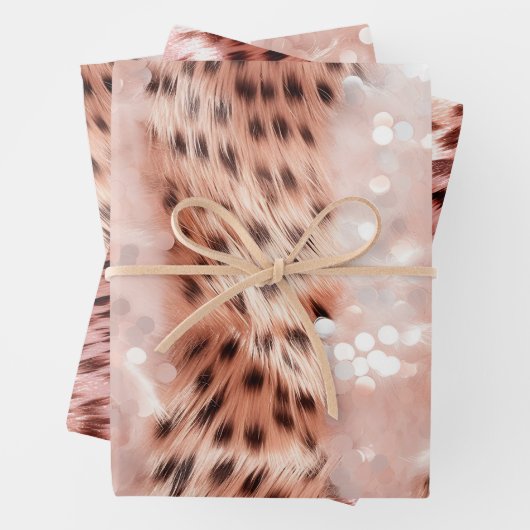 Feuille De Papier Cadeau Mariage Glam Rose Gold Léopard (En situation)