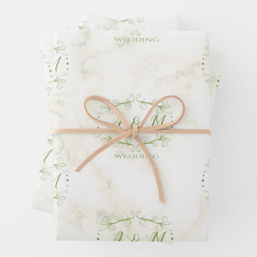 Feuille De Papier Cadeau Mariage Green Chic (En situation)