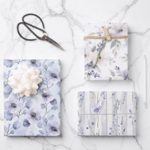 Feuille De Papier Cadeau Mariage Lavande Fleurie Fête de Mariée