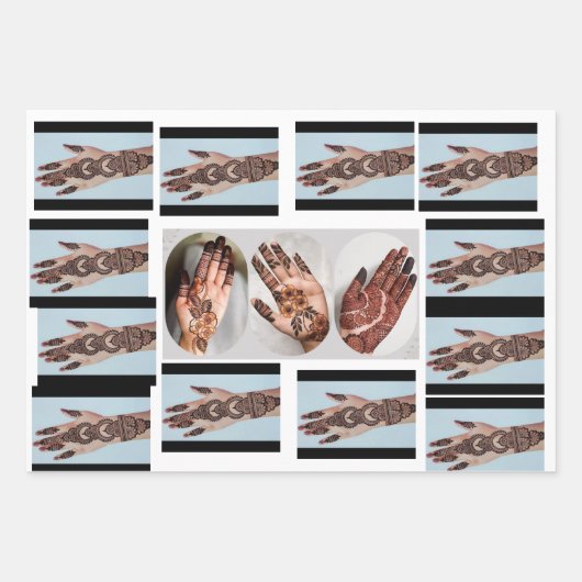 Feuille De Papier Cadeau Mariage Mehandi Design Mehndi Invitation créative (Devant 2)