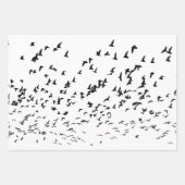 Feuille De Papier Cadeau Mariage moderne aux oiseaux noirs et blancs (Devant 2)