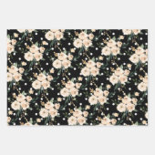 Feuille De Papier Cadeau Mariage noir beige floral (Devant)