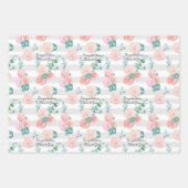 Feuille De Papier Cadeau Mariage Pays Rose Ajouter Noms 3 Cadeau (Devant 2)