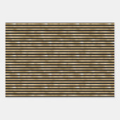 Feuille De Papier Cadeau Mariage rayé noir et or Anniversaire  (Devant 2)