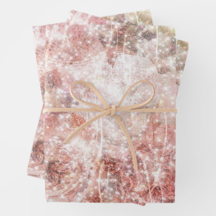 Feuille De Papier Cadeau Mariage romantique rose étincelant