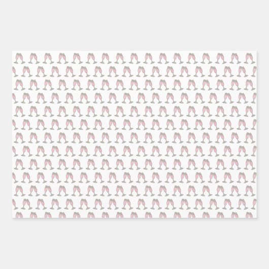 Feuille De Papier Cadeau Mariage Rose Champagne Diamant Fête de Mariage (Devant 3)