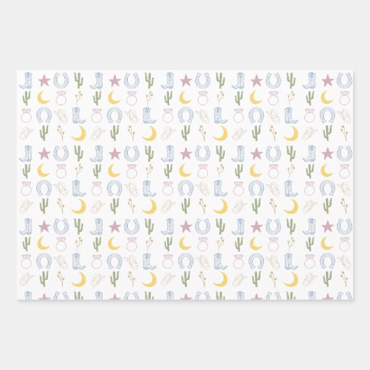 Feuille De Papier Cadeau Mariage Sud-Ouest Cowgirl (Devant)