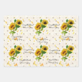 Feuille De Papier Cadeau Mariage Sunflowers & Bees Ajouter des noms 3 Cadea (Devant)