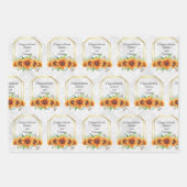 Feuille De Papier Cadeau Mariage Tournesol Noms Personnalisés sur Damask 3 (Devant)