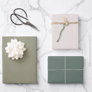 Feuille De Papier Cadeau Mariage uni minimaliste vert olive beige terreux