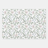 Feuille De Papier Cadeau Mariage vert Eucalyptus (Devant)
