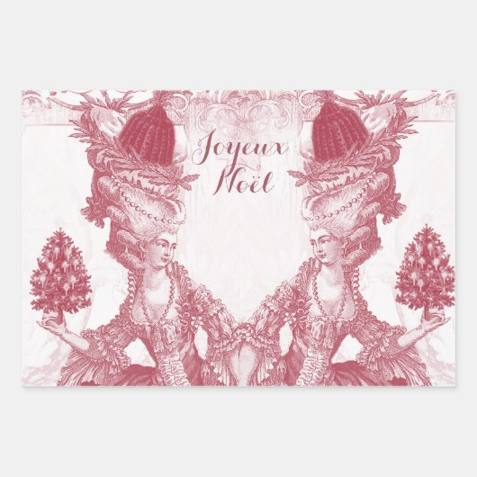 Feuille De Papier Cadeau Marie Antoinette Joyeux Noel (Devant)