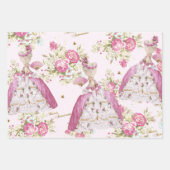 Feuille De Papier Cadeau Marie Antoinette Pink Floral Roses (Devant 3)